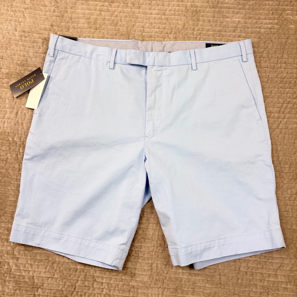 Polo Ralph Lauren Mens Slim Stretch Chino Shorts Light Blue Size 38‎ NWT